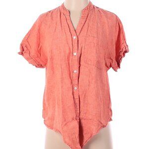 Charter Club Linen tangerine Size M Short Sleeve Button-Down Shirt tie front